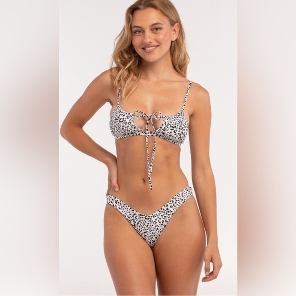 Zaful cheeky padded animal print black and white bikini size medium